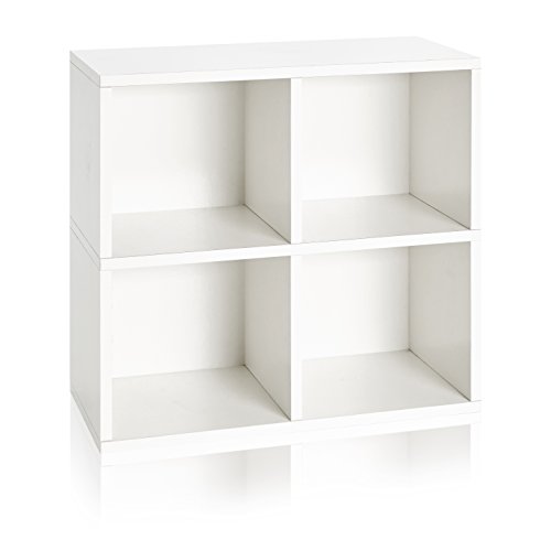 Way Basics Eco Stackable Quad Cube, 4 Cubby Storage Shelf, Organize...