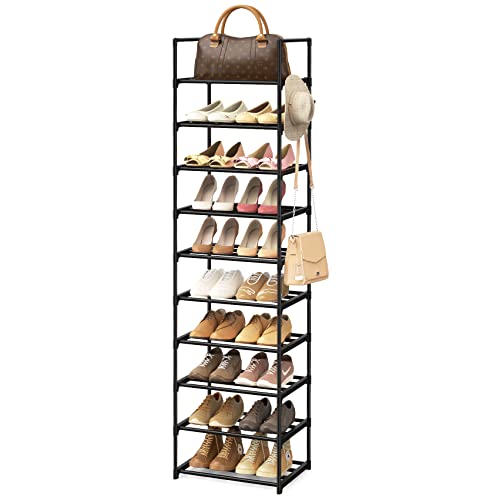 WEXCISE Narrow Shoe Rack 10 Tiers Tall Shoe Rack for Entryway 20 24...