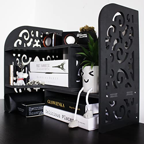 YGYQZ Desktop Bookshelf, Desk Shelf Organizer Cute Small Mini Shelv...