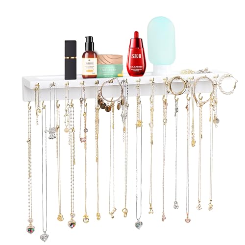 YYILIS Necklace Holder, Upgraded Wall Necklace Organizer with 30 Ho...