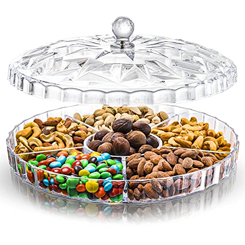 ZOOFOX Snack Serving Tray, 12  Appetizer Tray with Lid, 6 Compartme...
