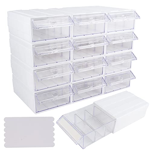 12 Pcs Drawer Stacking Storage Cabinet, 12 Pcs Plastic Drawers Stor...