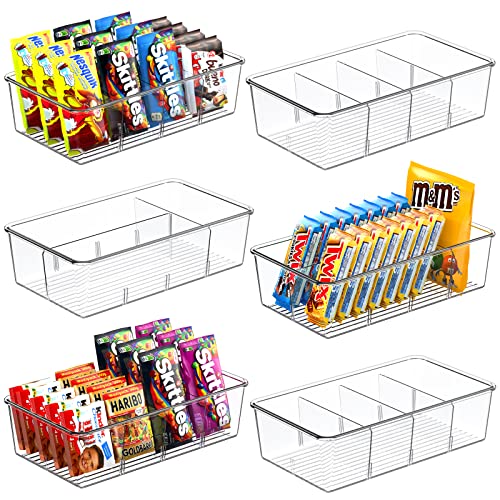 6 Pack Food Storage Organizer Bins, Clear Plastic Pantry Organizer ...