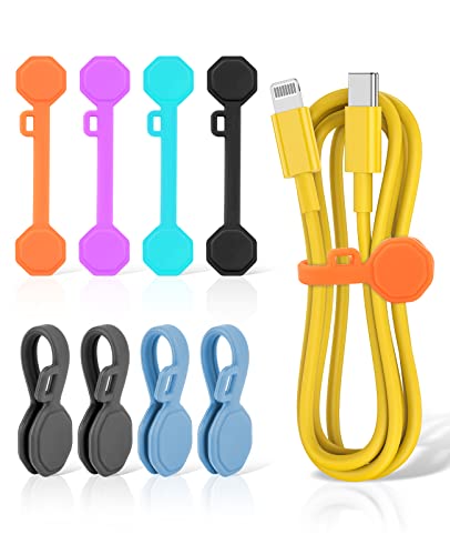 8PCS Silicone Magnetic Cable Ties & Clips, Cord Organizer [1S] Mana...