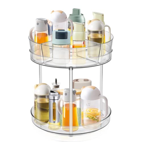 aceyoon 2 Tier Lazy Susan Spice Rack with 4 Removable Bins, 9.25   ...
