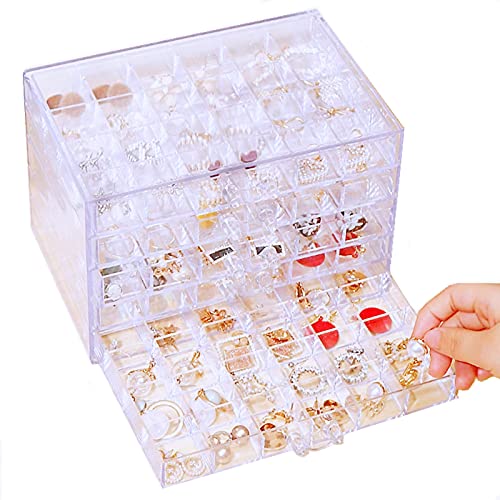 Acrylic Jewelry Box with 5 Drawers, 120 Compartments Transparent St...