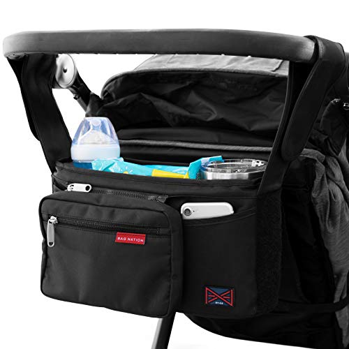 Bag Nation Universal Stroller Organizer Caddy Featuring Cup Holders...