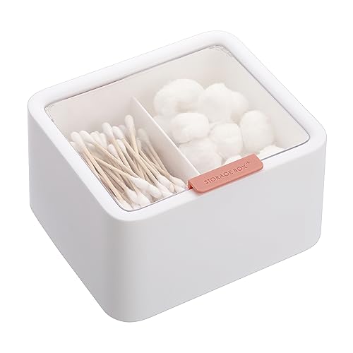 BTSKY Plastic Qtip Holder with Clear Lid, 2-Slot Cotton Swabs Dispe...