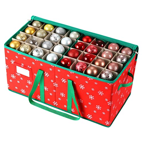 Christmas Ornament Storage Box with Zippered Closure [1-Pack], Hold...
