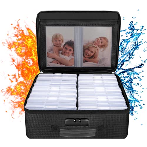 ENGPOW Fireproof Photo Storage Box with 16 Inner 4  x 6  Photo Case...