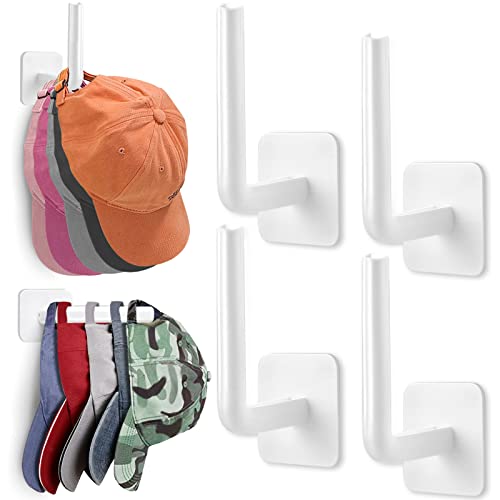 Hat Rack for Wall Organizer (4-Pack), Racks Baseball Caps, Adhesive...