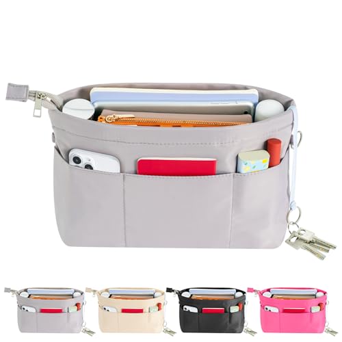 HyFanStr Purse Organizer Insert with Zipped Top for Tote Bag, Handb...
