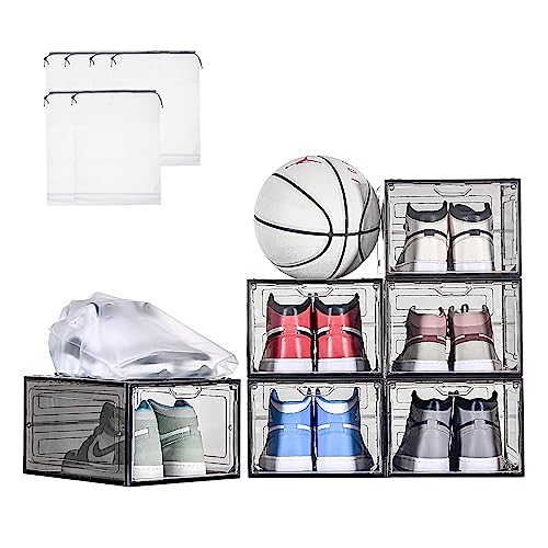 jphoiy box Shoe Storage Boxes Stackable, 6 Pack Shoe Organizer for ...