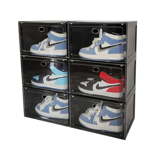 KEFA XL Shoe Storage Box Organizer, 6 Pack Shoe Boxes Clear Plastic...