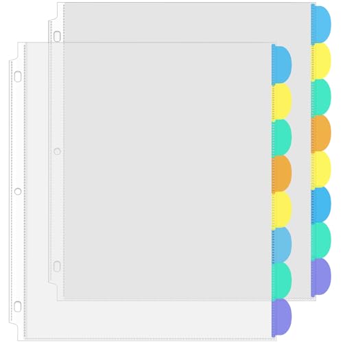 KTRIO 8 Tab Binder Dividers with Pockets for 3 Ring Binder, Inserta...