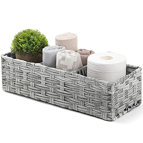 [Larger Compartments] Toilet Tank Topper Paper Basket - Multiuse Ha...