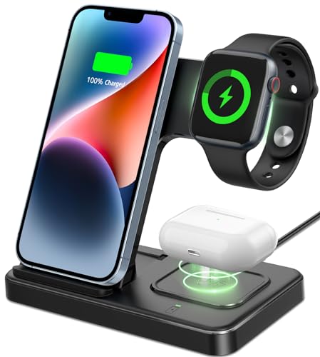 MAXFOX Wireless Charger 3 in 1, 18W Foldable Charging Station Compa...