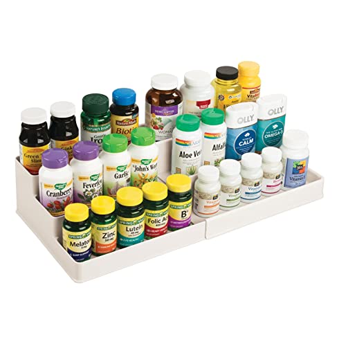 mDesign Plastic Expandable 3-Tier Shelf Rack Organizer - Storage fo...