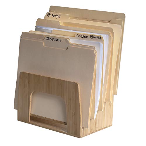 MobileVision Bamboo Desktop Inclined File Folder Organizer and Pape...