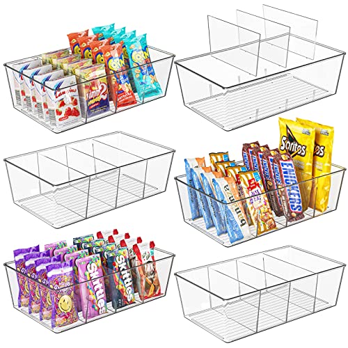 Moretoes 6 Pack Clear Pantry Snack Organizers and Storage Bins, Sta...