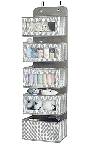 Over the Door Hanging Organizer with 5 Large Pockets - Wall Mount P...