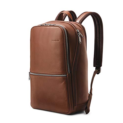 Samsonite Classic Leather Slim Backpack, Cognac, One Size...
