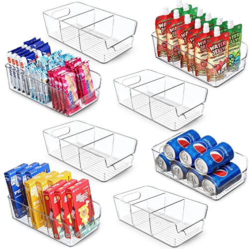 Set of 8, Stackable Clear Bins with Removable Dividers - Food Snack...