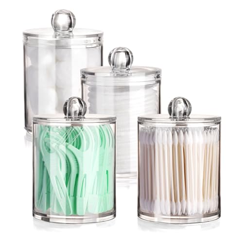 Tbestmax 4 Pcs 10 oz Qtip Holder, Clear Apothecary Jars for Restroo...
