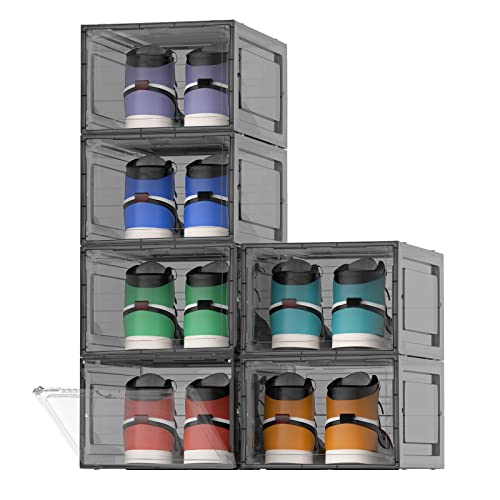 TVKB 6 Pack Drop Front Drop Front Large Shoe Organizer Stackable Sh...