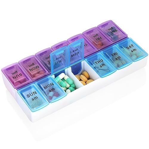 Weekly Pill Organizer 2 Times A Day 7 Day Pill Box Holder Large Dai...