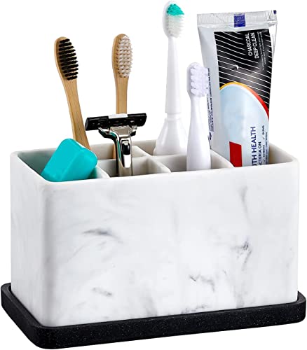 zccz Toothbrush Holders, Marble Look Toothbrush Holders for Bathroo...