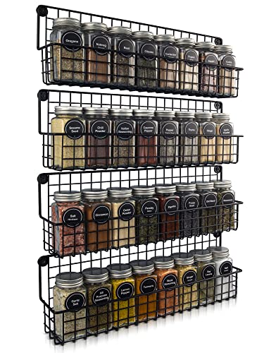 ZICOTO Farmhouse Style Hanging Spice Racks For Wall Mount - Easy To...